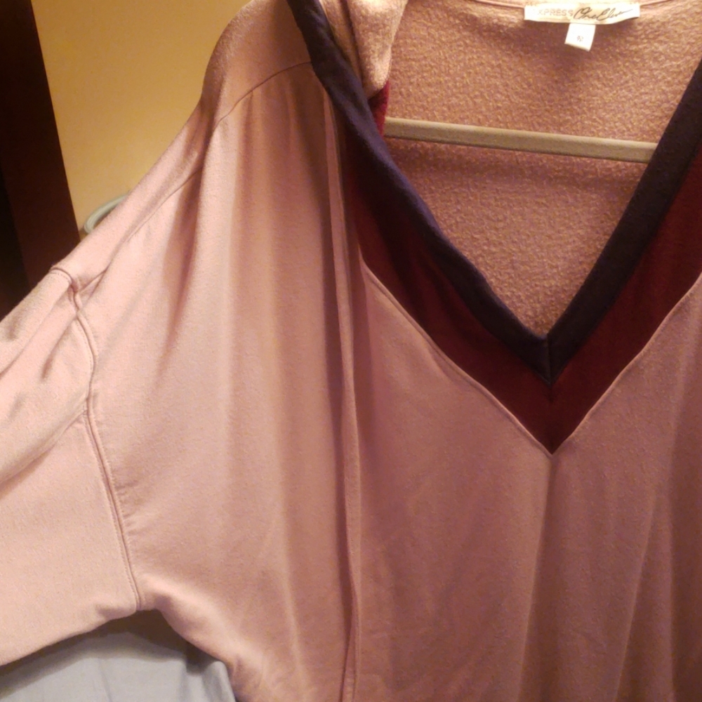 Express Pink V-Neck Hoodie
